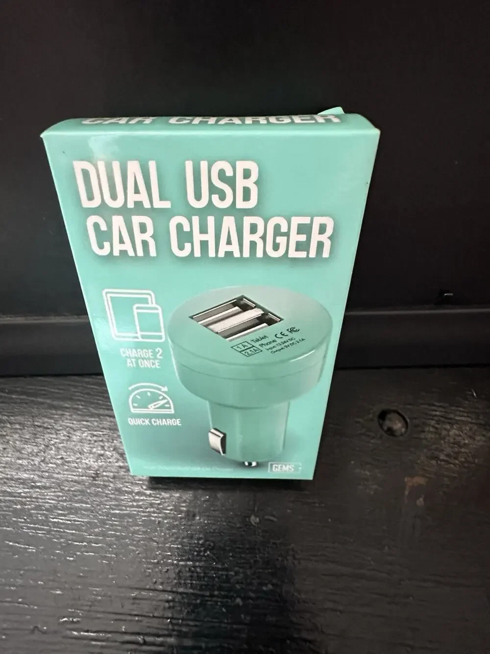 Lot of 3 GEMS Aqua Dual USB Car Chargers 2.1A 1A New in Box